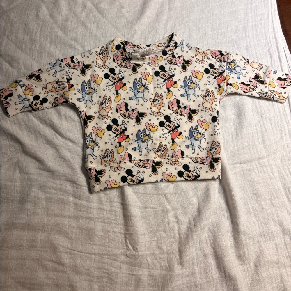 Dear Aspen Baby Long Sleeve Tee with Cartoon Characters - Cream